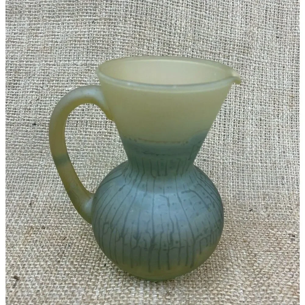 Al Rama Israel Small Hour Glass Pitcher Frosted Art Glass